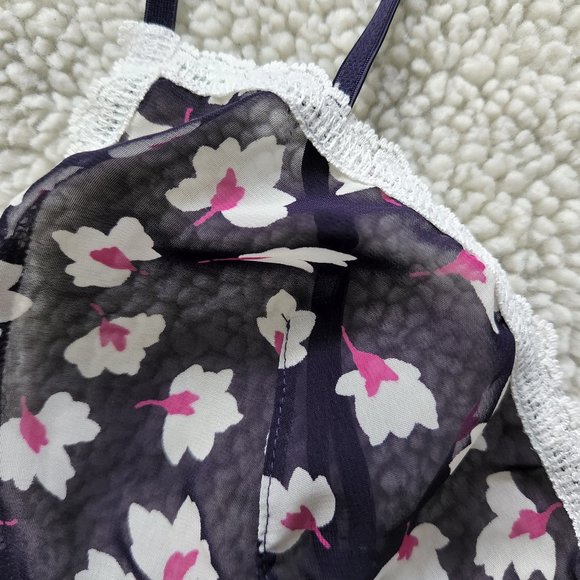 Hanky Panky Purple Flowery Sheer Mesh Bralette - Picture 2 of 8